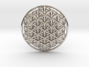 3d Flower Of Life in Rhodium Plated Brass