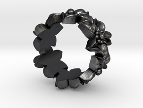 Flower Ring Size 4.5 in Polished and Bronzed Black Steel