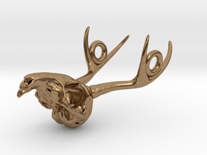 Jackalope Skull Pendant in Natural Brass