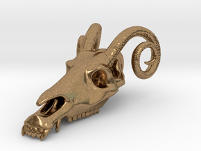 Jersey Devil Skull Pendant in Natural Brass