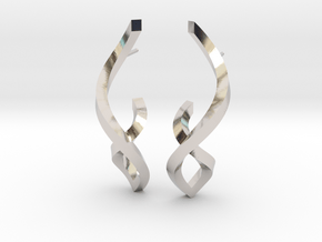 Twisted Ribbon Post Earrings in Platinum