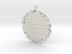 Vergina Sun Pendant Jewelry Symbol in White Natural Versatile Plastic