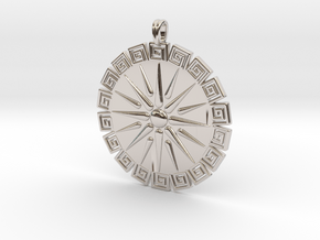 Vergina Sun Pendant Jewelry Symbol in Rhodium Plated Brass