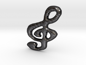 Treble-clef Pendant Charm in Polished and Bronzed Black Steel
