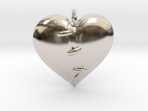 Patched Heart in Rhodium Plated Brass