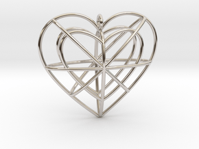 Wire Heart in Rhodium Plated Brass