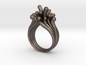 Water and Fire Ring  in Polished Bronzed Silver Steel: 6.25 / 52.125