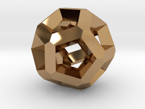 Inverted Edges Dodecahedron Pendant in Polished Brass