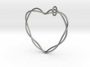 Woven Heart with Bail in Natural Silver (Interlocking Parts): Medium