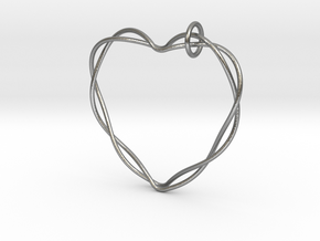 Woven Heart with Bail in Natural Silver (Interlocking Parts): Large