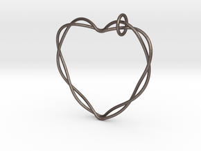 Woven Heart with Bail in Polished Bronzed Silver Steel: Extra Large