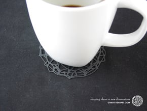 Drink coaster - Voronoi #9 (8 cm, thin) in Black Natural Versatile Plastic