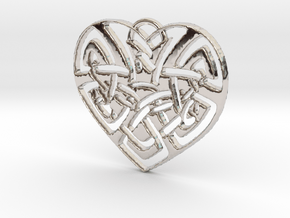 Celtic Heart Pendant in Rhodium Plated Brass