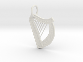 Celtic Harp Keychain in White Natural Versatile Plastic