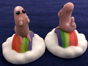Dickbutt on a cloud of rainbows in Full Color Sandstone