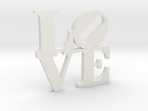 LOVE Sculpture 75mm Flat Wall in White Natural Versatile Plastic