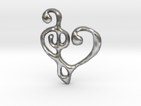 Music Heart Pendant in Natural Silver