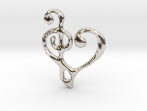 Music Heart Pendant in Rhodium Plated Brass