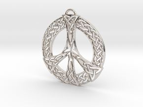 Celtic Peace Symbol Pendant in Rhodium Plated Brass