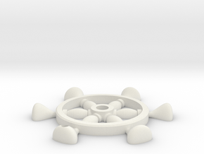 Ship Wheel Pendant in White Natural Versatile Plastic: Small