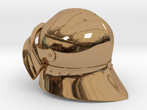 Medieval Sallet compatible with playmobil figure in Polished Brass