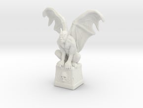 Gargoyle On Cube 100mm in White Natural Versatile Plastic