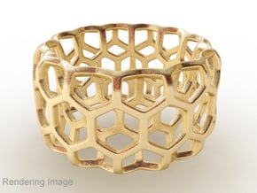 Honeycomb Ring US8 in Natural Brass