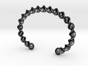 Twisted Cuff Bracelet in Polished and Bronzed Black Steel