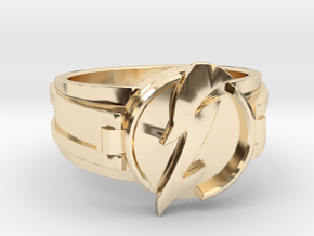 V3 Wavy Flash Ring Size 14 23.01mm in 14k Gold Plated Brass