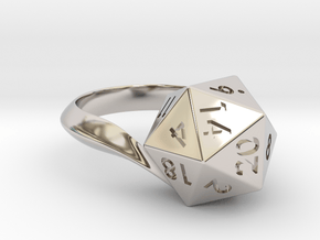 D20 Ring in Rhodium Plated Brass: 5.5 / 50.25