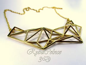  Necklace the Polygon in Polished Gold Steel