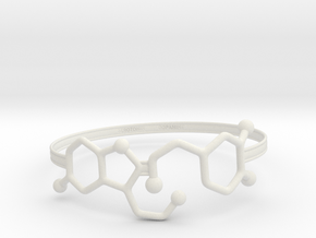 Serotonin Dopamine Bracelet Embossed 75mm in White Natural Versatile Plastic