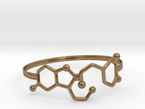 Serotonin Dopamine Bracelet Embossed 70mm in Natural Brass