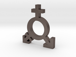 Feminism Symbol in Polished Bronzed Silver Steel