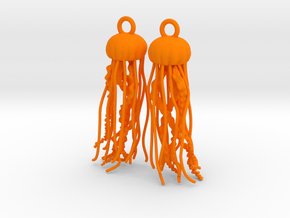 Sea Nettle Jellyfish Earrings in Orange Processed Versatile Plastic