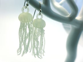 Sea Nettle Jellyfish Earrings in Tan Fine Detail Plastic