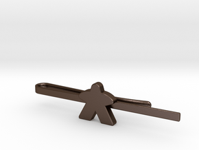 Meeple Tie Clip in Polished Bronze Steel: Medium