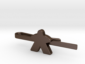 Meeple Tie Clip in Polished Bronze Steel: Small