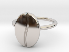 Coffee Bean Ring in Rhodium Plated Brass
