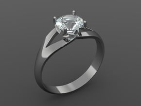 Solitaire Ring in Fine Detail Polished Silver