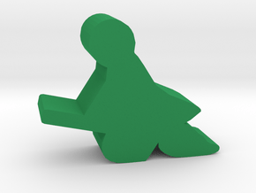 Game Piece, Student Wizard, on broom in Green Processed Versatile Plastic