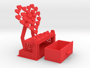 Decorative Mobile Phone Stand with Trinket Box in Red Processed Versatile Plastic