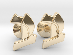 Hebrew Monogram Cufflinks - "Yud Bais" in 14k Gold Plated Brass