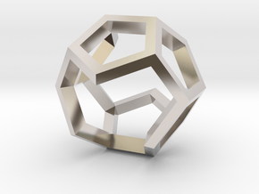 Dodecahedron Sculpture Ring B Gmtrx  in Rhodium Plated Brass