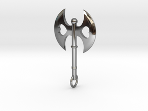 Queen of Hearts Axe Pendant in Fine Detail Polished Silver