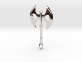 Queen of Hearts Axe Pendant in Rhodium Plated Brass