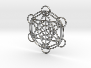Metatron Grid Pendant in Polished Silver: Small