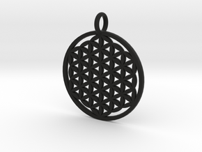 Flower Of Life Pendant in Black Natural Versatile Plastic