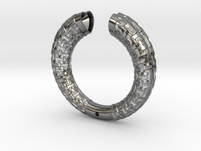 Two Section Textured Bracelet in Polished Silver