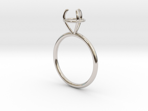 Thin ring with socket in Rhodium Plated Brass: 5.5 / 50.25